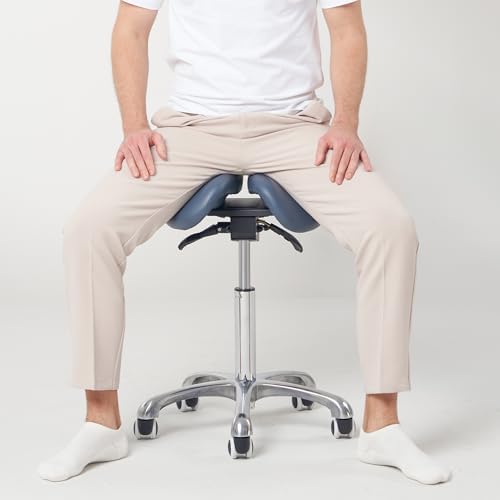 Master Massage Berkeley Ergonomic Split Style Saddle Stool in Royal Blue