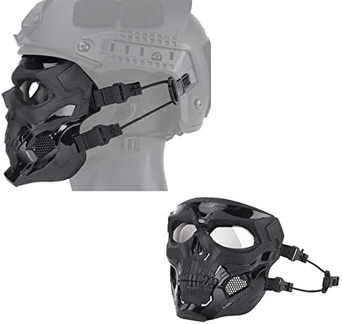 Tactical Mask Protective Full Face Clear Goggle Skull mask Dual Mode Wearing Design Adjustable Strap
