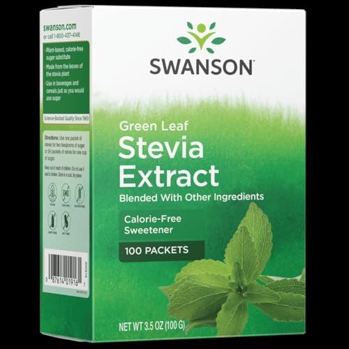 Swanson Green Leaf Stevia Extract 100 Packets