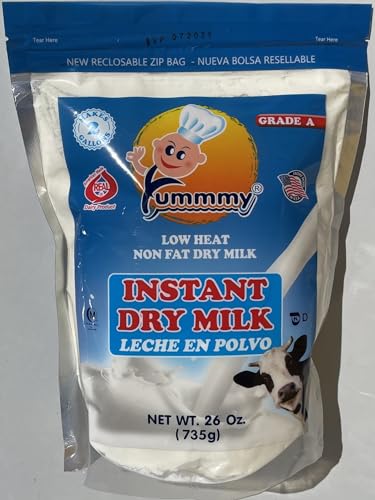 Yummmy Instant Nonfat 26 oz Powdered Dry Milk - Leche en Polvo, 26 oz, Grade A, Kosher Halal Certified, Product of USA