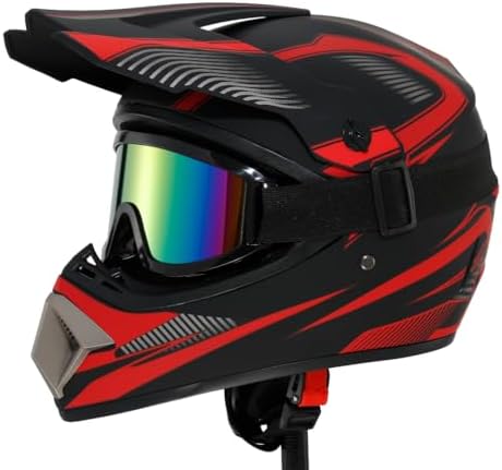 Motocross Offroad Helmet Dirt Bike Helmet BMX MX ATV Helmet Full Face Motorcycle Helmet with Gloves Goggles Mask for Unisex Adult Youth DOT/FMVSS