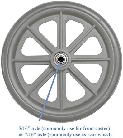 Caster Wheel, Hard Rubber Tire, 8" x 1"- 2 3/8" Hub Width, Fits Most Sunrise, Medline, Drive, Invacare, E&J, Guardian
