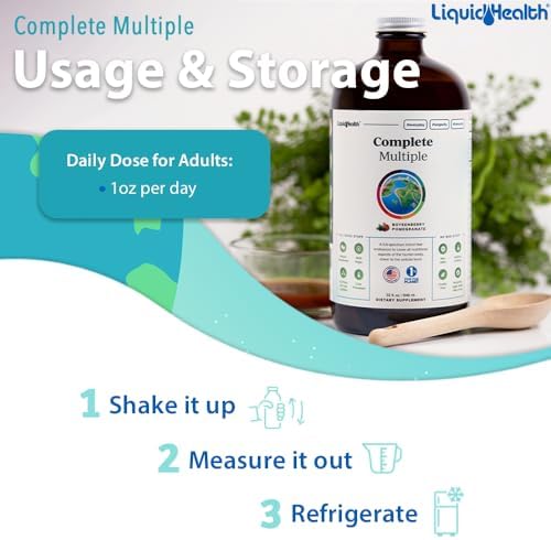 LIQUIDHEALTH Complete Multiple Adult Liquid Multivitamin - Essential Vitamins, Minerals & Nutrients, Immune Support, Gut Health, Energy, Detox - Made in USA, Vegan, Non-GMO, Sugar-Free (32 oz)