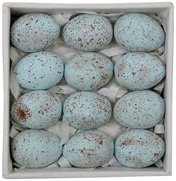 Creative Co-Op Boxed Set of 12 Blue Speckled Ceramic Robin Eggs