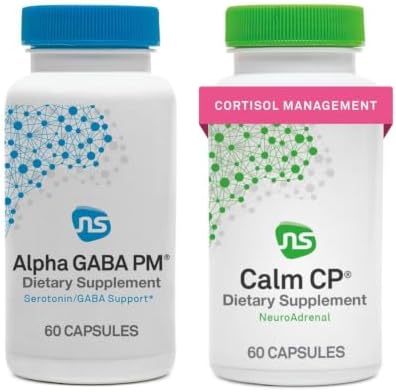 NeuroScience Stress & Sleep Bundle, Alpha GABA PM 60 ct + Calm CP 60 ct