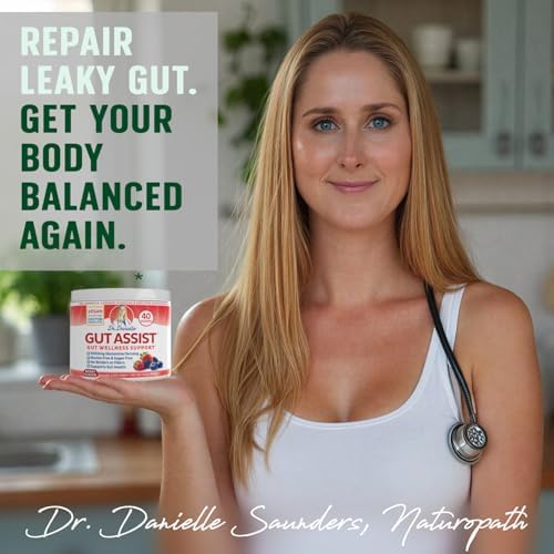 Gut Assist Leaky Gut Support Powder | 40-Servings with L-Glutamine, Arabinogalactan, Licorice Extract