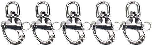Amarine Made Pair of Swivel Eye Snap Shackle Quick Release Bail Rigging Sailing Boat Marine Stainless Steel for Sailboat Spinnaker Halyard CD309012