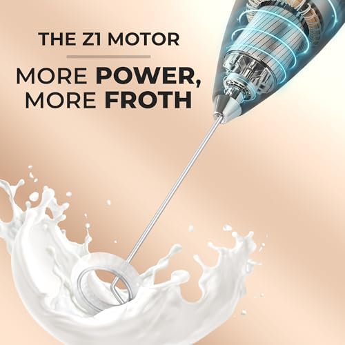 Zulay Kitchen Powerful Milk Frother Wand With Duracell Batteries - Ultra Fast Handheld Drink Mixer - Electric Whisk Foam Maker for Coffee, Lattes