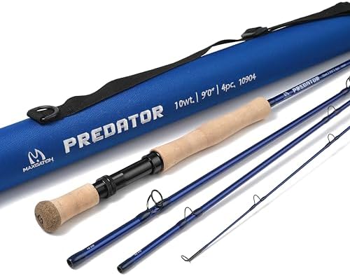 M MAXIMUMCATCH Maxcatch Predator Big Game and Saltwater Fly Fishing Rod: 7'11''/9'/9'2''/10', 4-Piece, 8/9/10/11/12 Weight