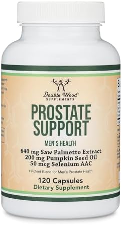 Prostate Support Saw Palmetto + Pumpkin Seed Oil, Fewer Night Trips, 120ct | Daily Prostate + Urinary Control Supplement, Saw Palmetto