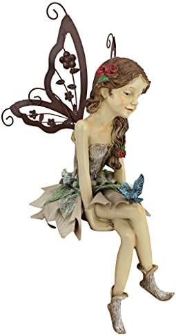 Design Toscano KY71004 Fiona The Flower Fairy Garden Statue, 17 Inch, Antique Stone