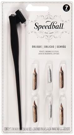 Speedball C-Series Lettering Pen Set, Left-handed - 1 Penholder w/ 6 Nibs
