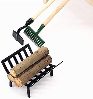 EatingBiting 1:12 Dollhouse Miniature Furniture Garden Lawn Fireplace Metal Firewood Rack Metal Rack with Firewood for Living Room Fireplace Model