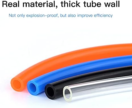 Quickun Pneumatic Tubing 3/8" Tube OD PU Polyurethane Tube Air Hose Line for Air Compressor Fitting or Fluid Transfer (Black 32.8ft)