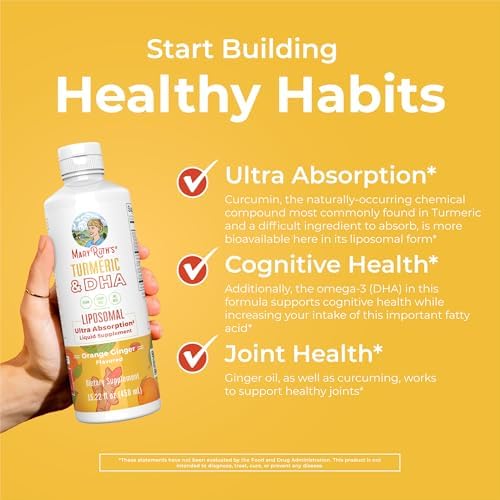 MaryRuth's Turmeric & DHA Liposomal Liquid, Ultra Absorption, 15.22 oz