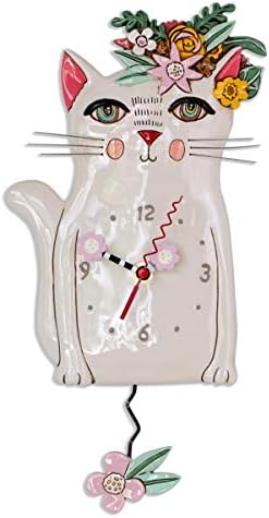 Allen Designs P1993 Swinging Pendulum Clock Pretty Kitty Cat Design 7.25 inches X 14.25 inches