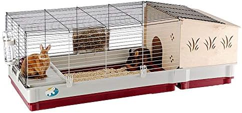 Ferplast Krolik XXL Rabbit Cage w/Wire Extension | Rabbit Cage Includes All Accessories & Measures 63.8L x 23.62W x 19.68H Inches | 1-Year Warranty
