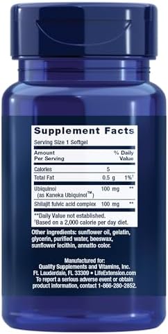 Life Extension Super Ubiquinol CoQ10 with Enhanced Mitochondrial Support, Heart Health Supplement, Maximum Absorption, 50 mg, Non-GMO, Gluten-Free, 30 softgels | Ultra-Absorbable Ubiquinol CoQ10 with Shilajit for Heart Health & Cellular Energy Production…