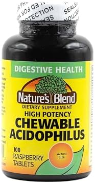 Nature's Blend Acidophilus Probiotic Supplement - 100 High Potency Capsules - Digestive Health, Gut Flora Balance