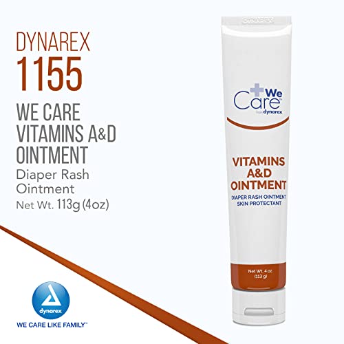 Dynarex Vitamins A & D Ointment, Ointment with Vitamin A and Vitamin D Skin Protectant, for Diaper Rash and Discomfort, White