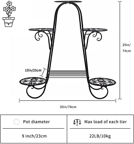 CarolynDesign 6 Tier Metal Plant Stand for Indoor and Outdoor, Multi Flower Pot Holder Shelf for Living Room Patio Lawn Garden Balcony