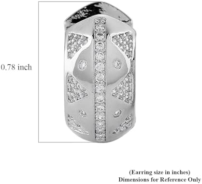 Cubic Zirconia Hoop Earrings in Silvertone