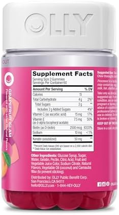 OLLY Hair Skin and Nails Gummies, Undeniable Beauty, Biotin - 60 Count