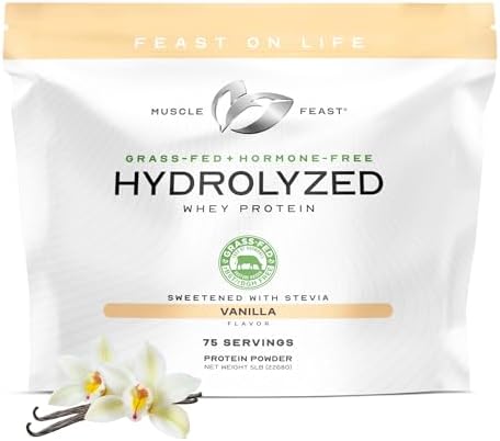 Muscle Feast Grass Fed Hydrolyzed Whey Protein Powder, Chocolate (2lb) | All Natural Hormone-Free, Hydro Whey Powder for Men and Women, Clean, Non-GMO, Delicious Hydrolyzed Protein Powder
