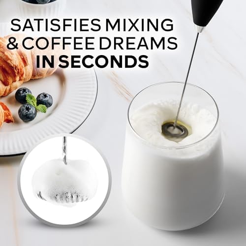 Zulay Kitchen Powerful Milk Frother Wand With Duracell Batteries - Ultra Fast Handheld Drink Mixer - Electric Whisk Foam Maker for Coffee, Lattes