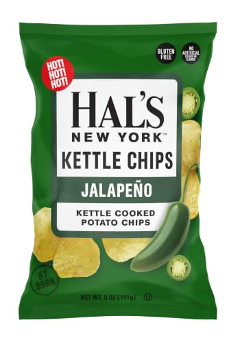 Hal's New York Kettle Cooked Potato Chips, Jalapeño, 5 Oz (Pack of 6)