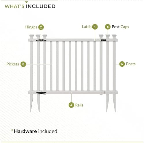 Zippity Baskenridge Picket Gate, White Vinyl DIY No Dig Kit | 3ftH x 4.2ftW, 1 Gate, ZP19038