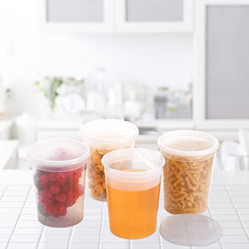 Lawei 50 Pack 32 oz Deli Containers with Lids - Leak-Proof Plastic Food Storage for Meal Prep, Soup and Leftovers - Microwave