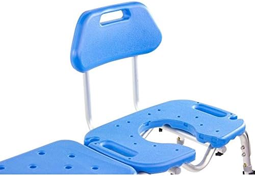 Tub Transfer Bench for Bathtub, All-Access Bath Bench with Cutout Seat | Slide Safely In & Out of the Tub - Blue, adjustable height, aluminum frame, cutout seat, extra-wide seat, cutout U-shape