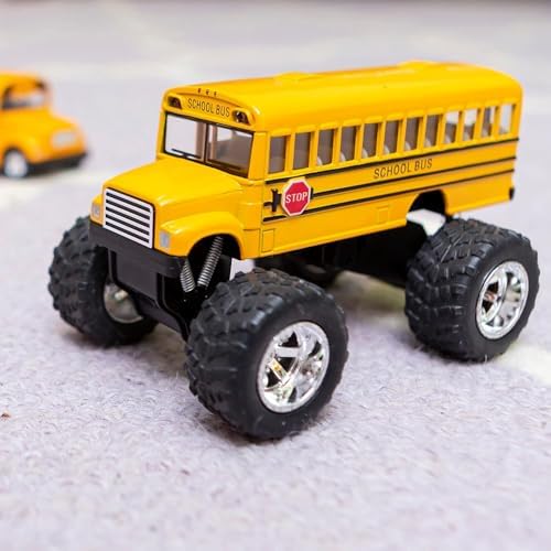 5" Monster School Bus Die Cast Metal Model, Pullback Action Toy Monster Truck