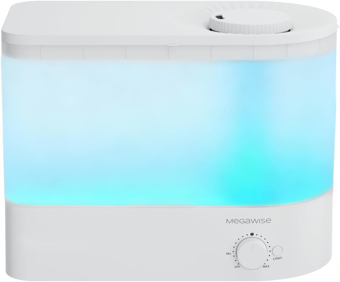 MEGAWISE 1.5L Cool Mist Humidifier for Bedroom, 25dB Quiet