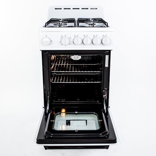 Avanti Compact Gas Range Oven, 4 Sealed Burners, 20-Inch, Stainless Steel | Avanti Compact Gas Range Oven, Freestanding with 4 Sealed Burners, Broiler with Pan, Storage Drawer, 20-Inch, Stainless Steel