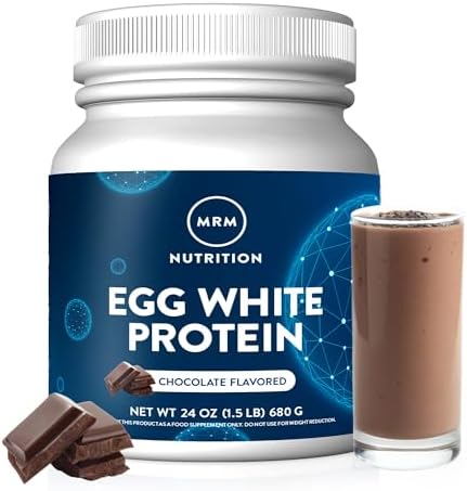MRM Nutrition Egg White Protein - 23g Fat-Free Protein - 20 Servings | Free of Dairy & Gluten, Sugar Free Vanilla Flavored Powder, With Digestive Enzymes, and Soy, High Biological Value