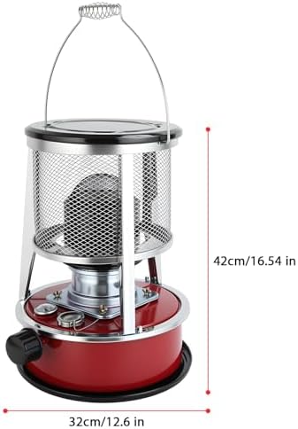 Kerosene Heater, Kerosene Stove 9000 BTU No Electricity Needed Portable Indoor Outdoor Heater for Camping, Tent, Ice Fishing, Emergency Heating – Galvanized Steel & Stainless Steel Construction Red