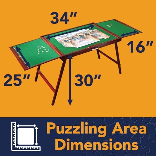 Bits and Pieces Fold-and-go Wooden Jigsaw Puzzle Table with Legs Folding Puzzle Board 1500 Pieces, Non-Slip Top, Carry Handle