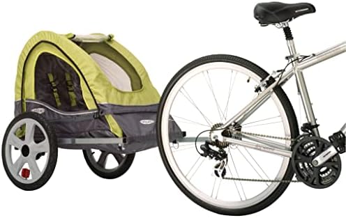 Sync Single Seat Bike Child Trailer, Max Weight 40 lbs., 5-Point Harness, Folding Frame, Quick Release Wheels, Easy Storage