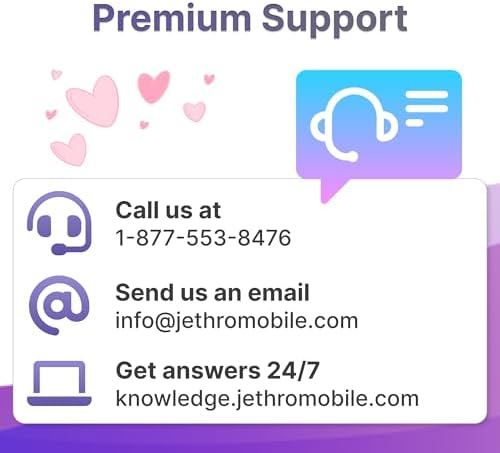 Jethro Mobile Unlimited Talk, Text & 500MB High-Speed Data, Prepaid 30-Day Plan, Works with Senior Cell Phones, Kids, Students & Feature Phones