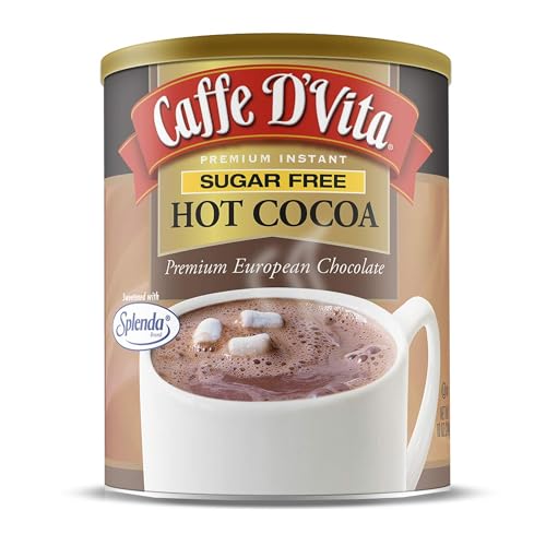 Caffe D'Vita Sugar Free Hot Cocoa Mix, Gluten Free - 10 Oz Can | Hot Chocolate Mix, Low Fat, No Cholesterol, No Hydrogenated Oils or Trans Fat, Kosher, Cocoa Bulk