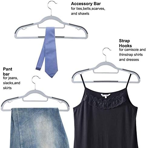 Plastic Hangers 50 Pack Heavy Duty Dry Wet Clothes Hangers with Non-Slip Pads Space Saving 0.2" Thickness Super Lightweight Organizer