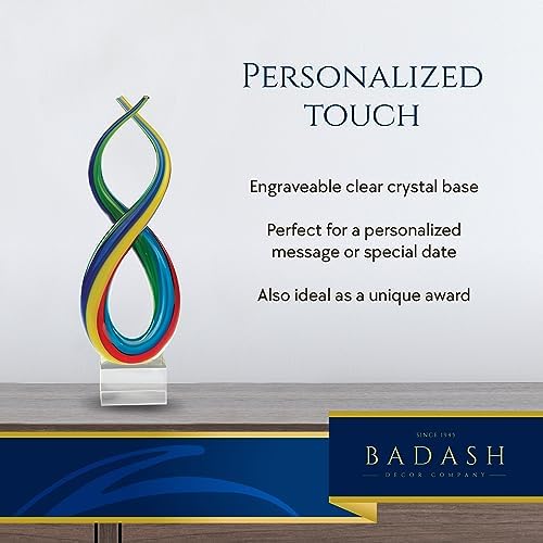 Badash Rainbow Murano-Style Art Glass Sculpture Centerpiece, 14 Inch | Murano-style art glass sculpture for tabletop decor, living rooms, offices