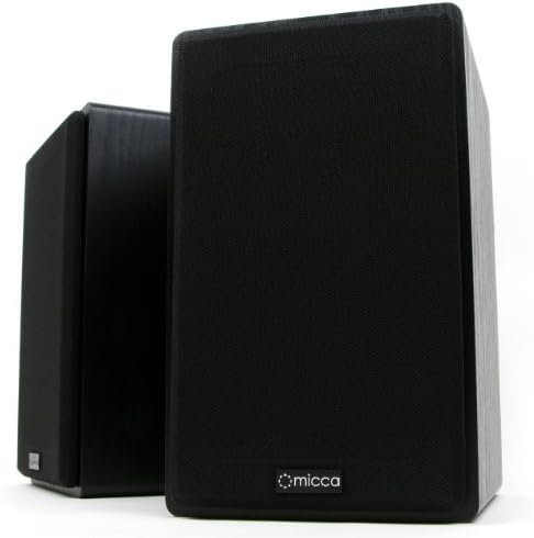 Micca MB42 Standard 2-Way Passive Bookshelf Speakers, Stereo Pair, Black | Amplifier Required, 4-Inch Carbon-Fiber Woofer, 0.75-Inch Silk-Dome Tweeter