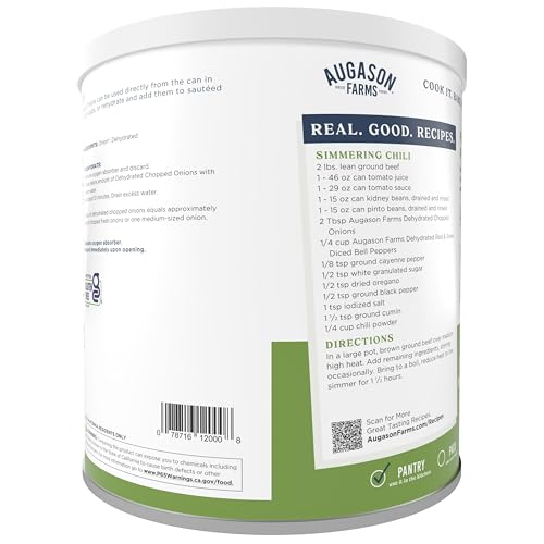 Augason Farms Dehydrated Chopped Onions Can | Emergency Food Supply, 130 Servings, 25 Year Shelf Life, Great for Cooking and Baking, Dehydrated Meals