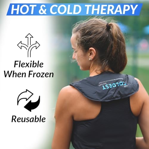 Coldest Neck Shoulder Ice Pack for Injuries Reusable Gel Cold Pack Wrap for Upper Back Pain Relief Cold Compress Therapy for Swelling, Bruises