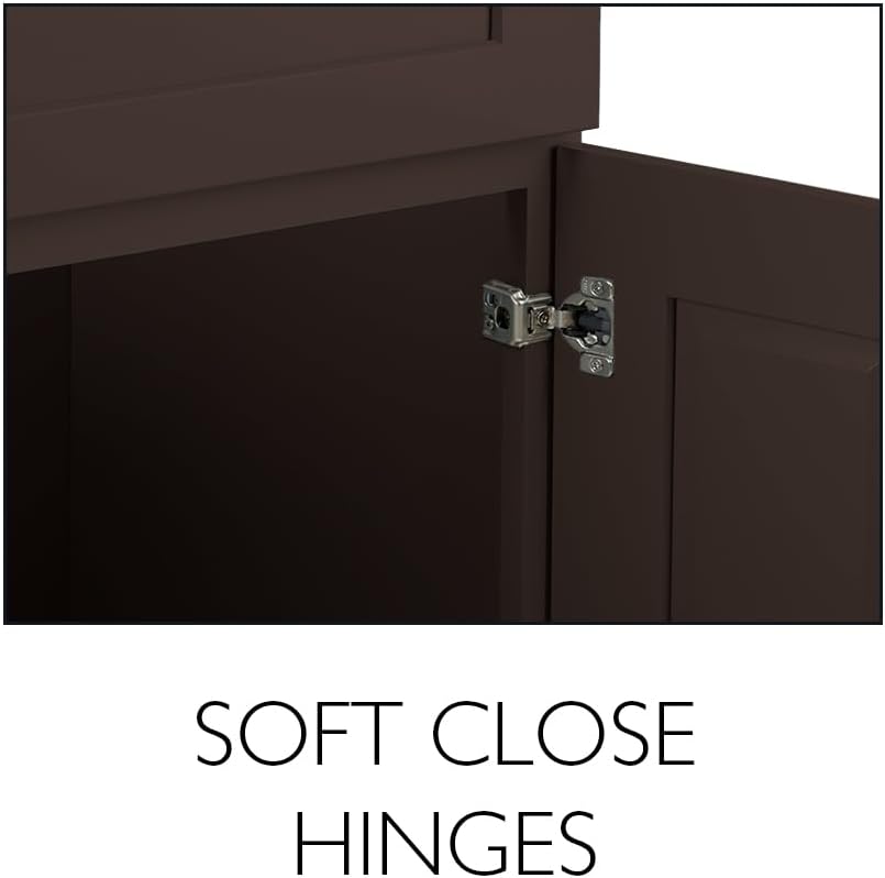 Design House Brookings Kitchen Base Cabinet, 21", Espresso | Adjustable Shelves, Adjustable Hinges, Floor Mount, Contemporary/Modern, Wood, Kitchen