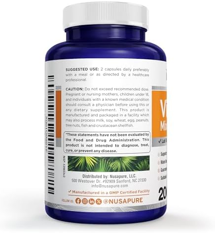 Vitamin E Mixed Tocopherols, Non-GMO Vegan, 200 Veg Capsules - 100 Servings | Plant Based with Gluten Free Formulation, Suitable for Adults
