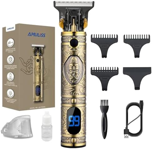 AMULISS Beard Trimmer for Men,Zero Gapped Vintage Professional Hair Clipper